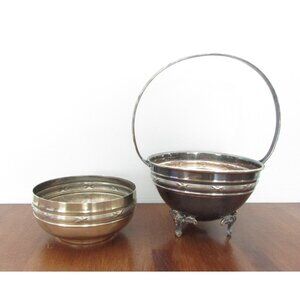 Antique Silverplate 'Metal Blanc' Dishes – Footed Bowl & Bonbon Dish – Vintage